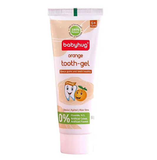 Babyhug Orange Flavoured Tooth Gel for Ages 6 Months+ |100% Natural Ingredients Fluoride Free No SLS/SLES- 50 g (1)