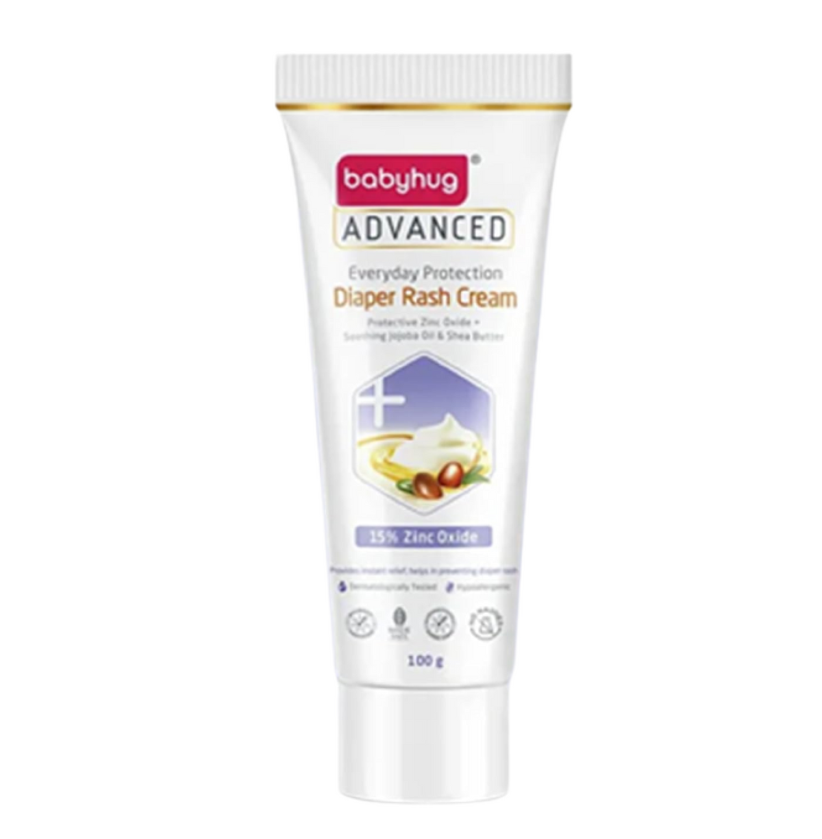 Babyhug Advanced Diaper Rash Cream, 100g, Zinc Oxide Protection, Paraben Free (Pack of 1, 100, gram)