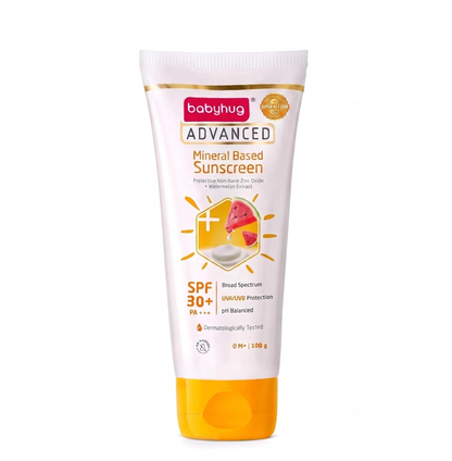 BABYHUG Advanced Mineral Based Sunscreen Lotion with SPF 30 +, PA+++,UVA/UVB Protection 100ML(Pack Of 1)