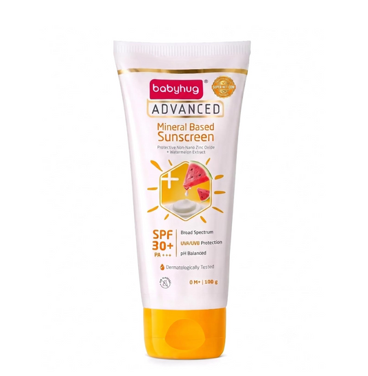 BABYHUG Advanced Mineral Based Sunscreen Lotion with SPF 30 +, PA+++,UVA/UVB Protection 100ML(Pack Of 1)