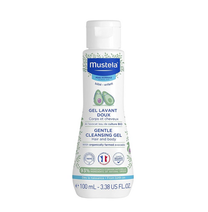 Mustela Baby Body Wash and Shampoo with Avocado 100ml – Head to Toe Wash for Bath | Baby Shampoo | Gentle Cleansing Gel with Vitamin B5