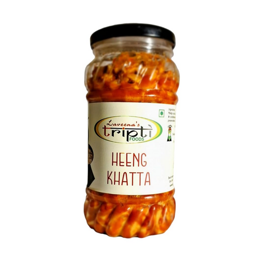 Laveena's Tripti HING KHATTA ACHAR PICKLE 100% homemade, prepared by Jain Aunty, speciality of Meerut(400 Gram, Pack Of 1)