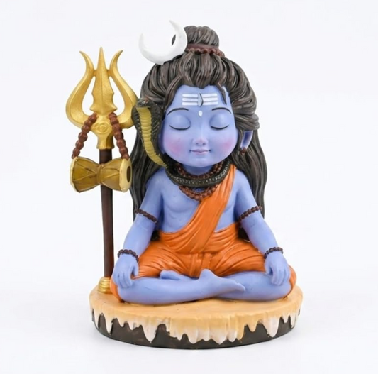 Shivji Idol for Car Dashboard, Home Temple & Office Desk | Compact Resin Mahadev Murti for Puja Room, Table Decor & Spiritual Gift | Small Lord Shiva Statue (Mahadev Mini Statue)