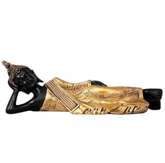 Polyresin Lord Buddha Idol (33.01 cm x 10.16 cm x 10.16 cm, Golden and Black)