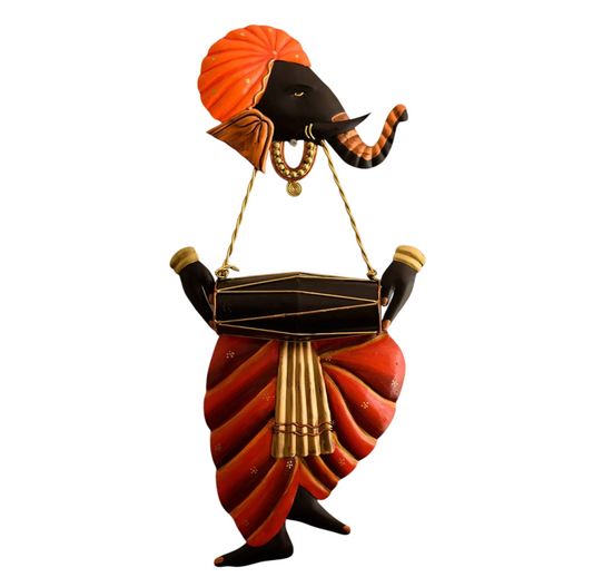 Lord Ganesha Playing Dholak Wall Hanging
