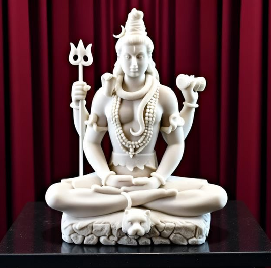 White Shiva Matte Finish Decorative Idol – Unique Design for Desk, Car, and Home Décor | Statue Figurine Gift for Office Desk, Puja Room, and Gifting Purposes