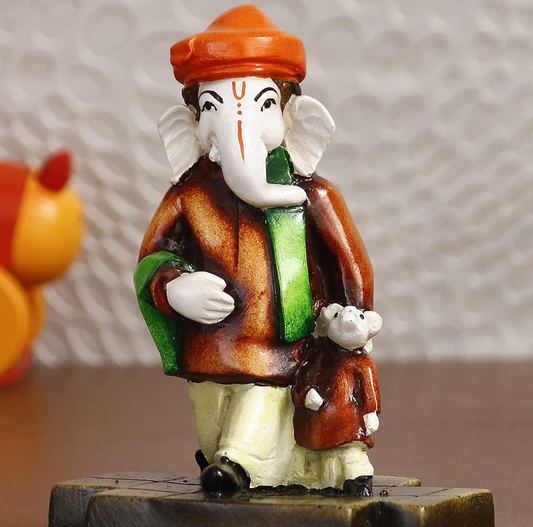 Neta Lord Ganesha with Mushak Colorful Handcrafted Decorative Figurine