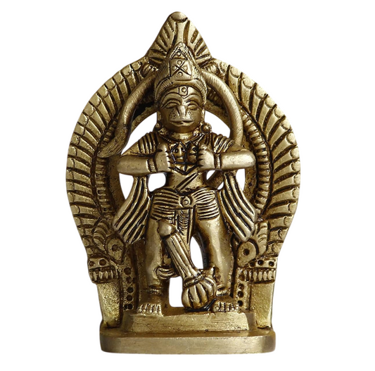 Golden Brass Handcrafted Lord Hanuman Opening His Heart and Showing Sita Ram in His Heart Idol - Divine and Expressive Religious God Statue for Home, Office, Temple, Pooja Room