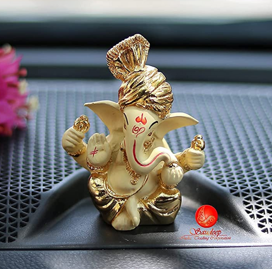 Lord Ganpati/Ganesha Idol for Car Dashboard, Desk, Home Decor, Office Table | Beautiful Ganesh Car Dashboard Idol Figurine Showpiece Sculpture (Ganesha Design 05)