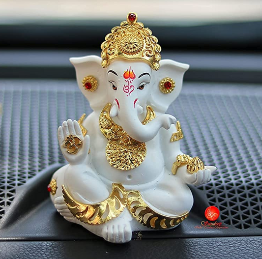 Lord Ganpati/Ganesha Idol for Car Dashboard, Desk, Office Table | Beautiful Ganesh Car Dashboard Idol Figurine Showpiece Sculpture (Ganesha Design 04)