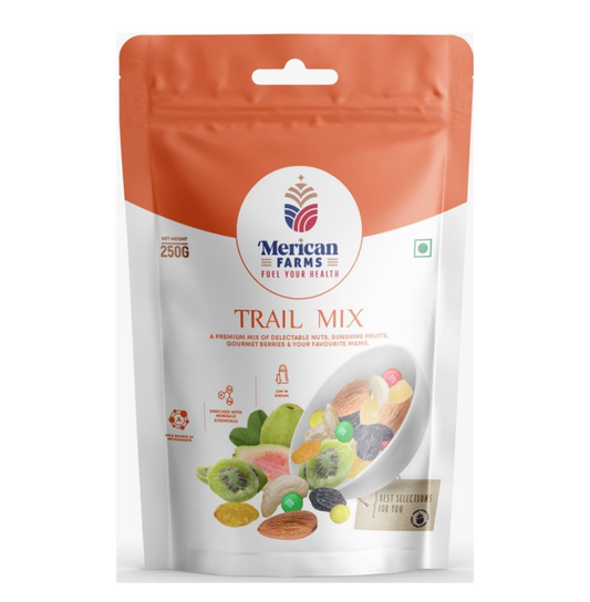Merican Farms Trail Mix Assorted Mix Dry Fruits Healthy Dry Fruits Mix 250gm (Pack of 1) Healthy Anytime Snacking, Berries,Trail Mixes