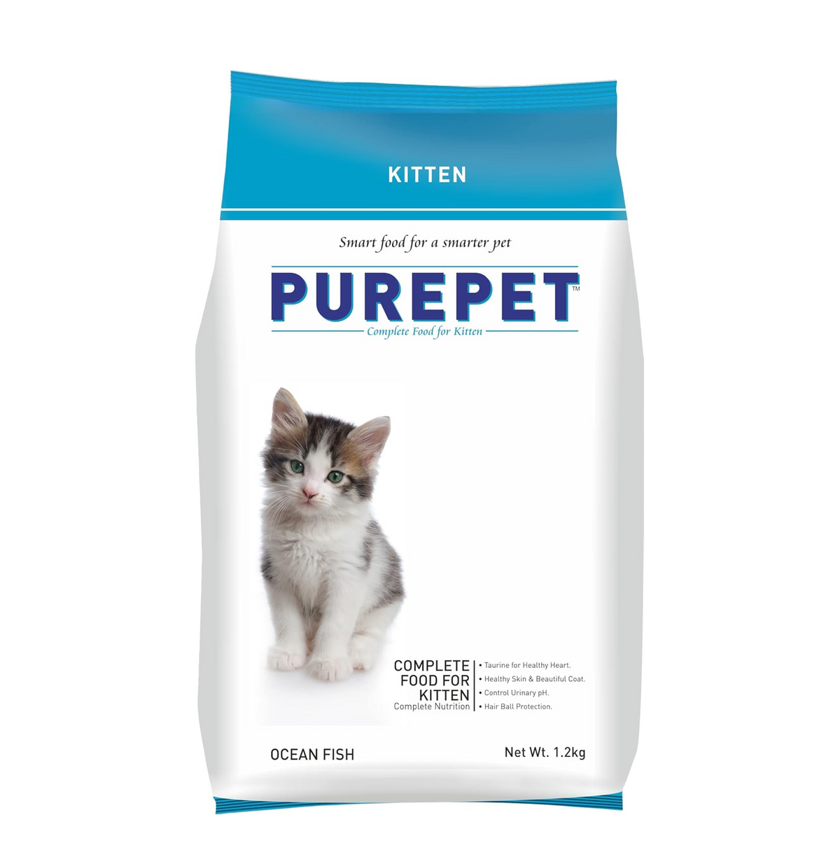 Purepet Kitten Dry Cat Food 1.2kg | Ocean Fish Flavour | Supports Active Behaviour | Hairball Control | Urinary Tract Health | Nutrient-Rich with Essential Minerals