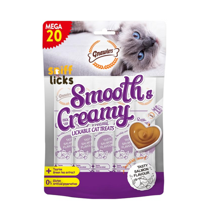 Gnawlers  Lickable Wet Creamy Cat Treats with Tasty Salmon Flavour for Adult & Senior Cats, Healthy Cat Treat (Pack of 1x300g).