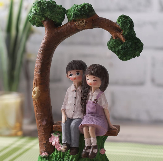 Romantic Love Couple Sitting on Bunch Miniature Statue Showpiece for Gift Husband Wife Girlfriend Boyfriend Girls Boys, Home Decor Items