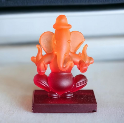 Ganesha Idol for Car Dashboard | Beautiful Ganesh Murti for Home Temple | Ganpati Figurine Statue Showpiece Sculpture for Office Desk (Orange-Red)