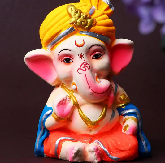 100% Eco-Friendly Clay Ganesh Idol Ganesh Ji Murti for Visarjan 4.5 Inches | Shadu Mati Ganesh Murti | Clay Ganpati Idol for Home | Ganpati for Ganesh Chaturthi | Home Decor