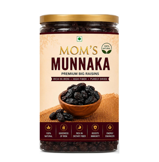 MOM'S BRAND Afghani Munakka Raisins, Premium Large Size, Natural Seeded Raisins, Rich in Iron, Healthy Dry Fruits for Kids and Adults