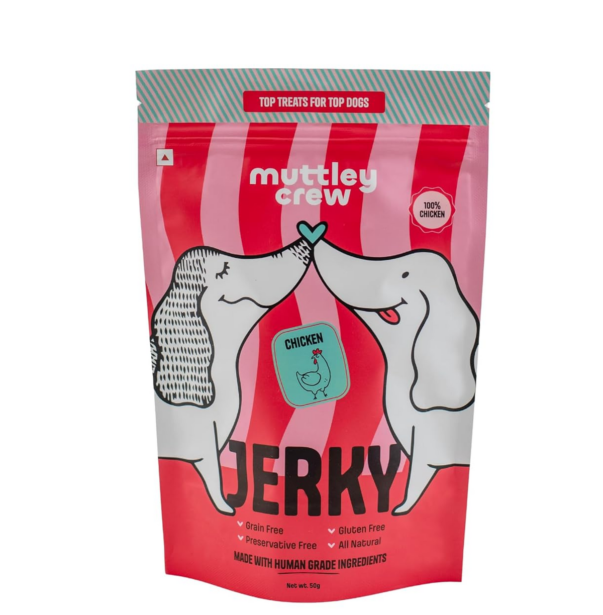 Muttley Crew Dog Jerky Lean Chicken Meat | Healthy Adult Dog Treats for Easy Digestion | All Natural | Grain-Free | Gluten-Free | No Preservatives | No Artificial Flavour (50 Grams)