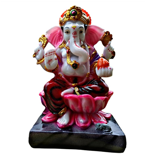 Lord Ganesha Decorative Idol (18 cm, Multicolor Polyresin)