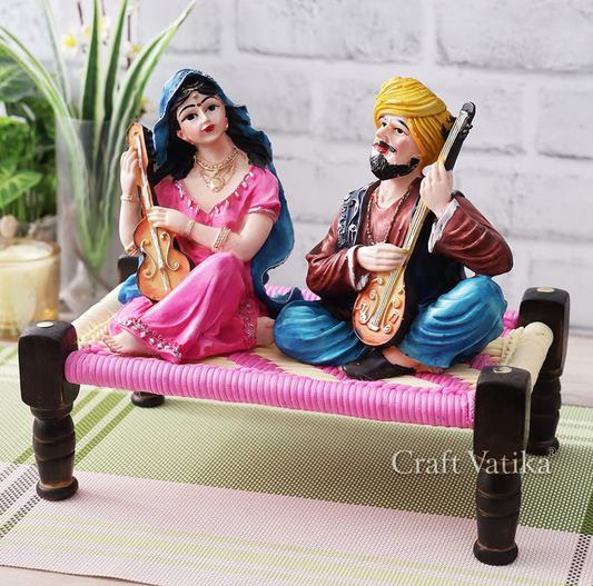 Resin Couple Idol, 11 x 9.5 x 6.5 Inches, Multicolour, Idol