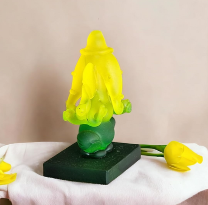 Ganesha Idol for Car Dashboard | Beautiful Ganesh Murti for Home Temple | Ganpati Figurine Statue Showpiece Sculpture for Office Desk (Yellow-Green)