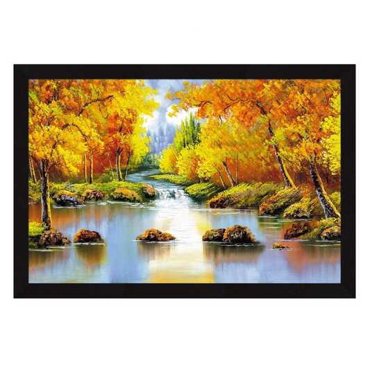 Vastu Waterfall Wall Decor Paintings with Frame for Home Decoration, Painting for Living Room - Framed Painting for Wall Decoration, 12.0 X 18.0 inches, Set Of 1