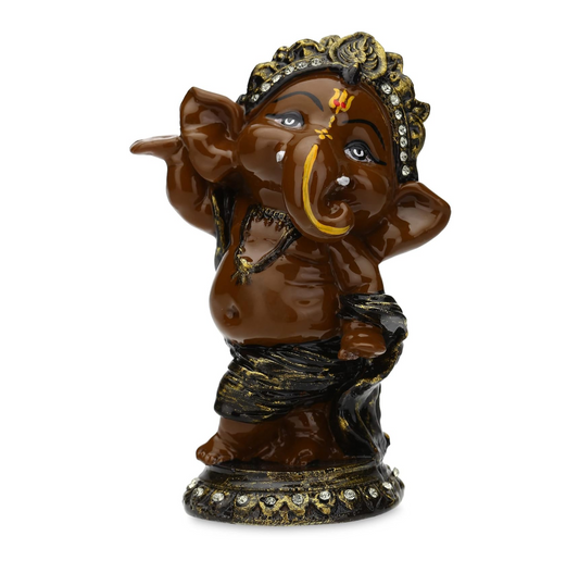 Musician Lord Ganesha showpiece Best Home Decorative Item for Your Home, Office Cabin and Car Dashboard Available in Best Color (DC Brown GANEHSA-11)