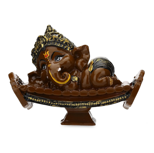 Musician Lord Ganesha showpiece Best Home Decorative Item for Your Home, Office Cabin and Car Dashboard Available in Best Color (Sofa Brown Baby GANESHA-15)