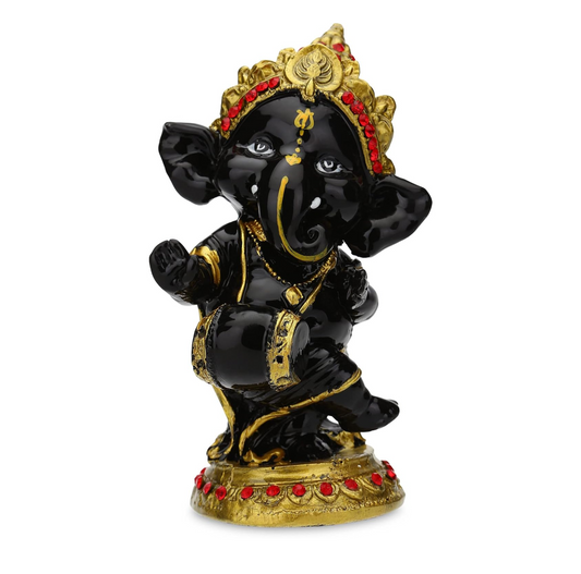 Musician Lord Ganesha showpiece Best Home Decorative Item for Your Home, Office Cabin and Car Dashboard Available in Best Color (DC Black Dholak Ganesha)