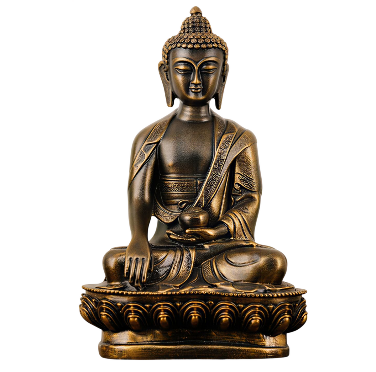 Buddha Statue showpiece Idol Home Decor Items for Living Room and Gifts (Antique Golden)