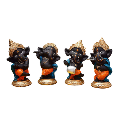 Ganesha Figurines Set | Handcrafted Ganpati Idols for Table Decor & Gifting