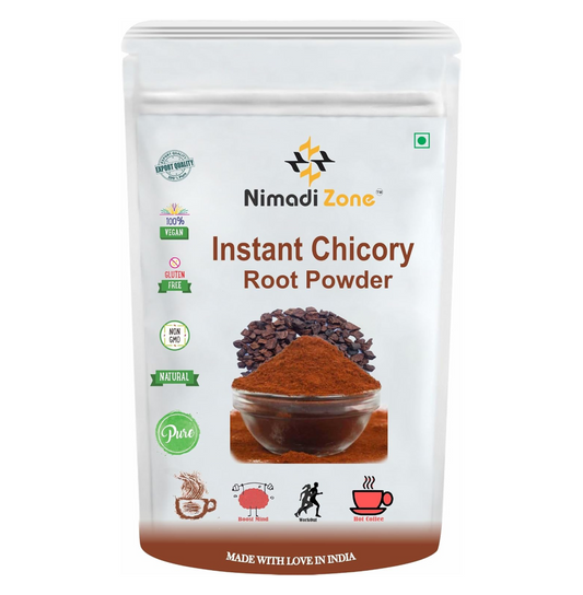Nimadi Zone 100% Pure Instant Chicory Root Powder | Earthy Coffee Flavor Powder | High in Fiber | Varied Culinary Uses i.e Ideal for Smoothies & Baking (100 grams)