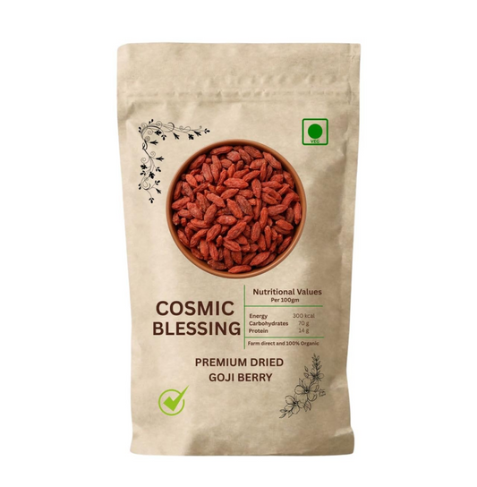 Cosmic Blessing Goji Berries A-grade (Antioxidant-Rich Superfood | Naturally Sweet & Chewy | Great for Snacking, Smoothies & Baking) Premium Organic Gojiberry