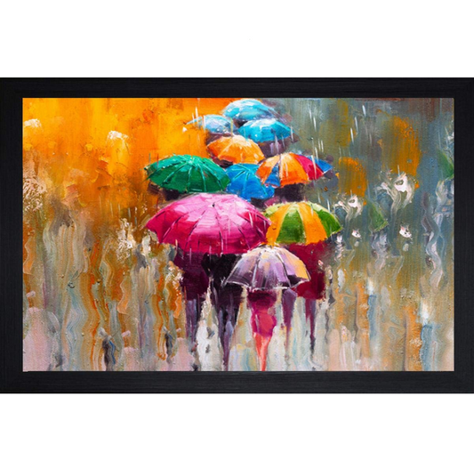 Synthetic UV Textured Figures, Abstract Theme Single Painting (35 cm x 50 cm x 3 cm, Multicolor)
