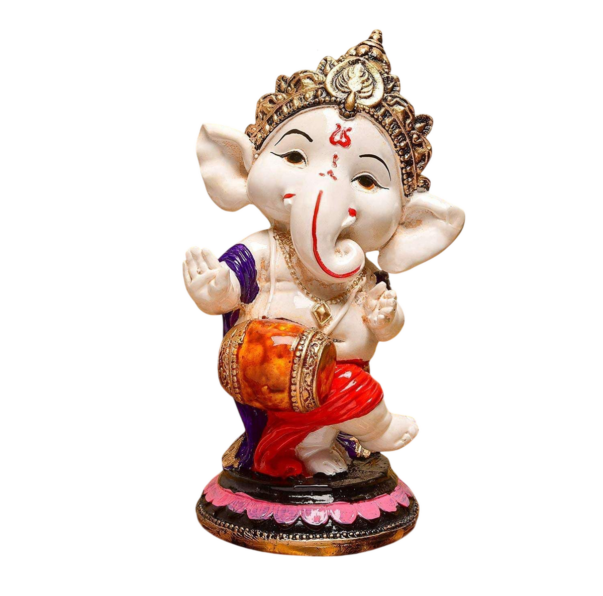 Handcrafted Resin Dhol Ganesh Idol Showpiece for Home Decor Office Table Temple Spiritual Gift Figurine Decorative Statue