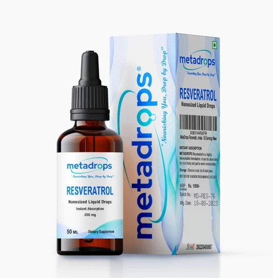 METADROPS METADROPS Resveratrol 200 mg Liquid Drops - Instant Absorption - Nanosized Formula - 50 Servings