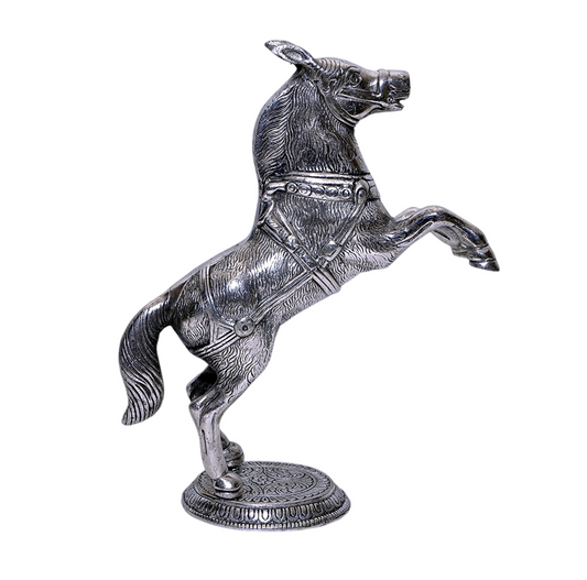 Jumping Horse Metal Statue Animal Horse Showpiece Decorative Figurine Home Interior Decor Item Feng Shui Table Decoration Idol - Handicraft Pet Animal Figure Antique Gift Items Metal Animal Horse in Antique finish