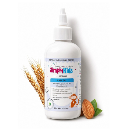 Simply Kids Hair Oil 175ml | For Ages 4-12 | Almond, Wheat Germ & Jatamansi | Nourishes Hair & Scalp | SLS & Paraben Free | Dermatologically Tested | For Sensitive Skin