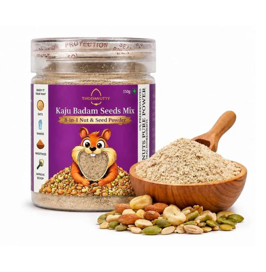 Thodanutty Kaju Badam Seeds Mix (Dry Fruits & Seeds Powder) 150g | Almonds, Cashews, Walnuts, Pumpkin & Chia Seeds | Healthy Nut Mix | 0% Preservatives | Rich in Protein & Fiber