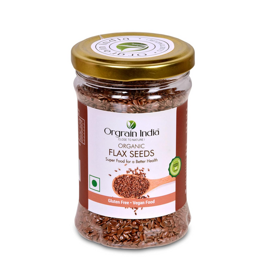 Orgrain India Organic Flax Seeds 150g | Rich in Omega-3, Fiber, Vitamin B1, Copper, Manganese | Supports Weight Loss, Heart Health, Digestion | Ideal for Smoothies, Salads, Baking, Oatmeal