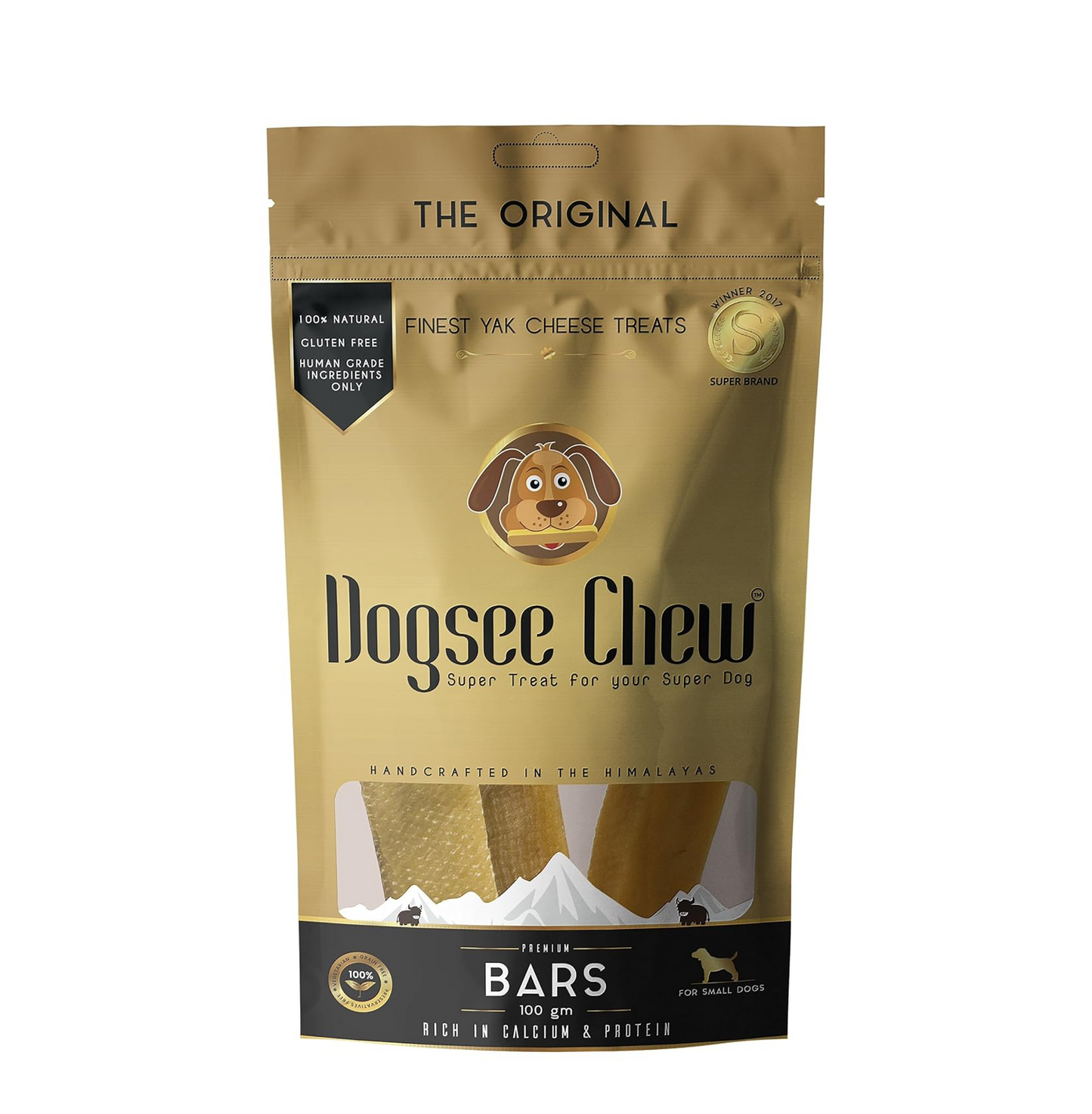 Dogsee Chew Bars for Dogs - Small Bars | 100% Natural Yak Chews | Smoke Dried | Long Lasting | Helps Fight Plaque & Tartar | Promotes Healthy Immune System (Pack of 1)