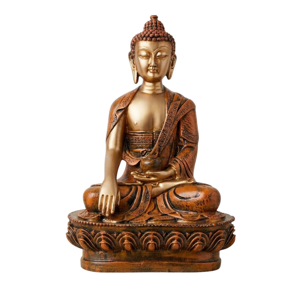 New Limited Edition Meditating Sitting Buddha Idol Statue showpiece Home Decor Decoration Items for Living Room and Gifts (Orange Golden-BS1)