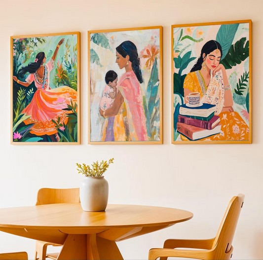 Big Aesthetic Indian Framed Posters Wall Decor Paintings For Living Room, Bedroom/Big Paintings For Wall Decoration/Posters Gift Items For Girls (13x19 Inches) (Set A)