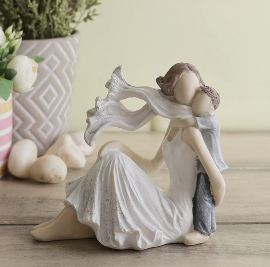 Mother and Baby Son Statue Showpiece, Handmade Mother and Child Sculpture for Home Decor, Birthday Gift, Table Top, Mother's Day, All Occasion (5.5x2.8x5.4 Inches)