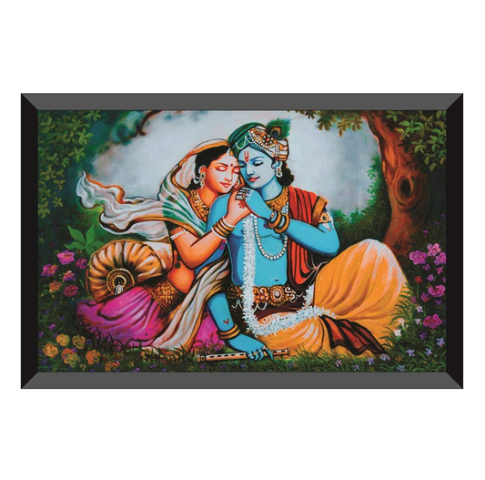Radha Krishna Design Exclusive Painting with Frame for Home & Office Decoration(35 cm x 50 cm x 3 cm,Religious,Multicolour) SANFM25