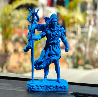 Lord Shiva Idol for Car Dashboard | Mahadev Statue for Home & Office Decor | Standing Shivji Figurine Showpiece | Hindu God Shankar Murti for Pooja & Gift (Blue)