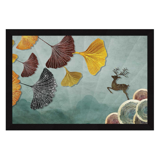 Vastu Deer Floral Wall Decor Paintings with Frame for Home Decoration - Painting for Living Room - Framed Painting for Wall Decoration, 12.0 X 18.0 inches, Set Of 1