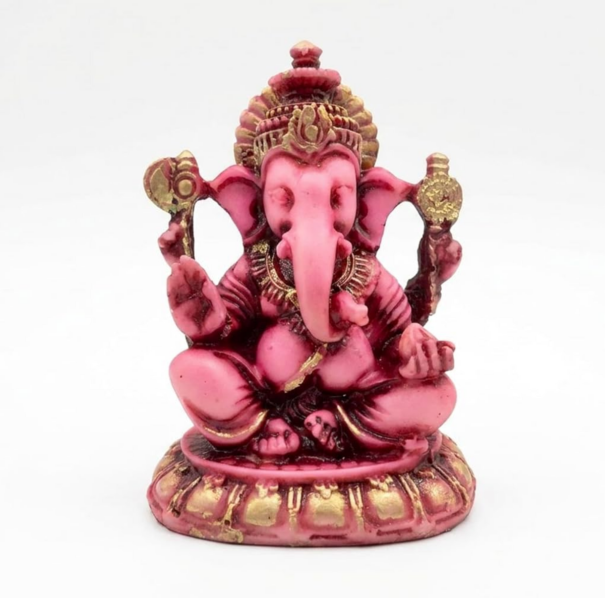Polyresin and Marble Ganesh Ji Idol Murti for Pooja Room & Car Dashboard (Pink, Aashirwad Mudra)
