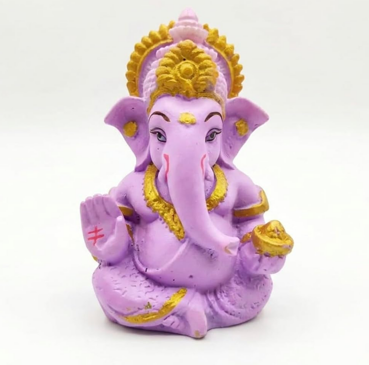 Polyresin and Marble Ganesh Ji Idol Murti for Pooja Room & Car Dashboard (Purple, Aashirwad Mudra)