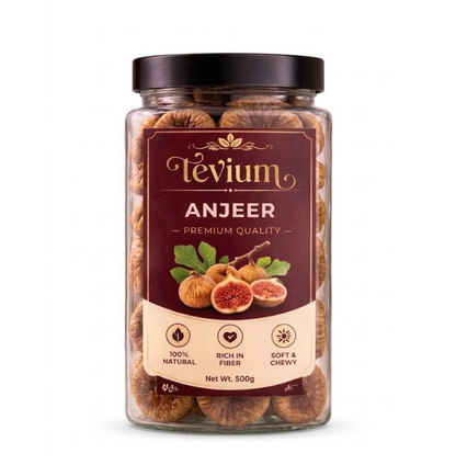 Tevium Afghani Anjeer Premium Dried Figs | Natural Dry Fruits Rich in Fiber, Calcium & Iron | Soft & Sweet Dry Figs for Eating, Milk, Sweets, Desserts & Healthy Snacking | High Energy Dry Fruit